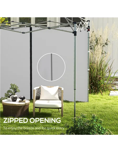 Outsunny Set of Two 3 x 3(m) Replacement Zipped Gazebo Walls - Grey