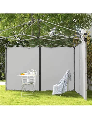 Outsunny Set of Two 3 x 3(m) Replacement Zipped Gazebo Walls - Grey
