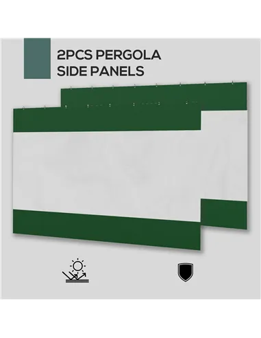 Outsunny Set of Two 3 x 2m Replacement Pergola Panels - Green