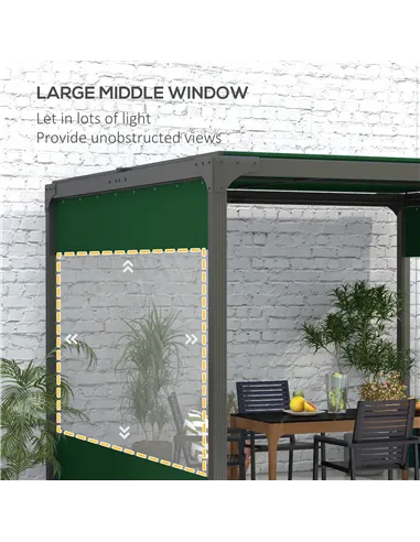 Outsunny Set of Two 3 x 2m Replacement Pergola Panels - Green