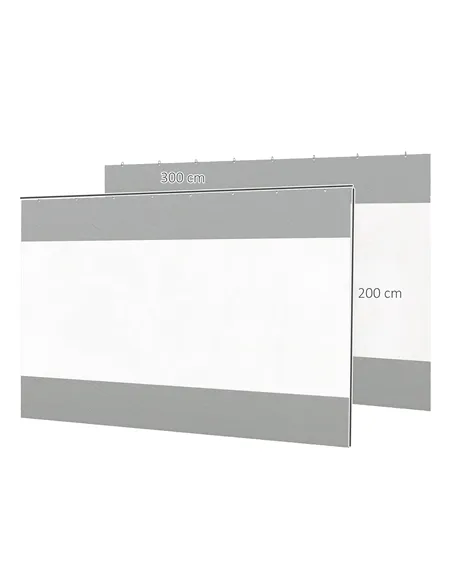 Outsunny Set of Two 3 x 2m Replacement Pergola Panels - Grey