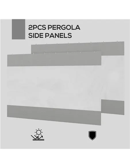 Outsunny Set of Two 3 x 2m Replacement Pergola Panels - Grey