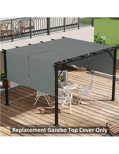 Outsunny 2 Pcs UV Protection Pergola Replacement Canopy, Pergola Shade Cover, Easy to Install, for 3 x 3(m) Pergola, Dark Grey