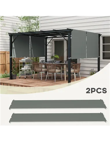 Outsunny 2 Pcs UV Protection Pergola Replacement Canopy, Pergola Shade Cover, Easy to Install, for 3 x 3(m) Pergola, Dark Grey
