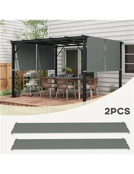 Outsunny 2 Pcs UV Protection Pergola Replacement Canopy, Pergola Shade Cover, Easy to Install, for 3 x 3(m) Pergola, Dark Grey