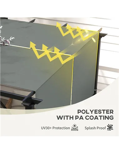 Outsunny 2 Pcs UV Protection Pergola Replacement Canopy, Pergola Shade Cover, Easy to Install, for 3 x 3(m) Pergola, Dark Grey