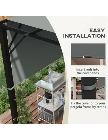 Outsunny 2 Pcs UV Protection Pergola Replacement Canopy, Pergola Shade Cover, Easy to Install, for 3 x 3(m) Pergola, Dark Grey