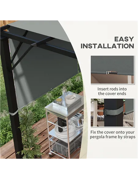 Outsunny 2 Pcs UV Protection Pergola Replacement Canopy, Pergola Shade Cover, Easy to Install, for 3 x 3(m) Pergola, Dark Grey