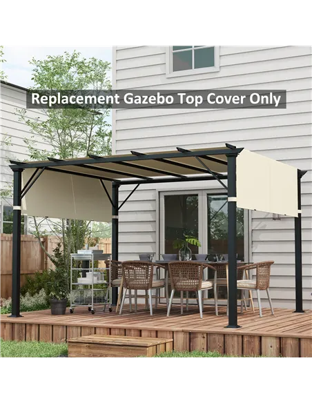 Outsunny 2 Pcs UV Protection Pergola Replacement Canopy, Pergola Shade Cover, Easy to Install, for 3 x 3(m) Pergola, Cream White