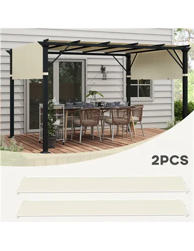 Outsunny 2 Pcs UV Protection Pergola Replacement Canopy, Pergola Shade Cover, Easy to Install, for 3 x 3(m) Pergola, Cream White