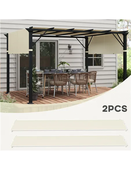 Outsunny 2 Pcs UV Protection Pergola Replacement Canopy, Pergola Shade Cover, Easy to Install, for 3 x 3(m) Pergola, Cream White