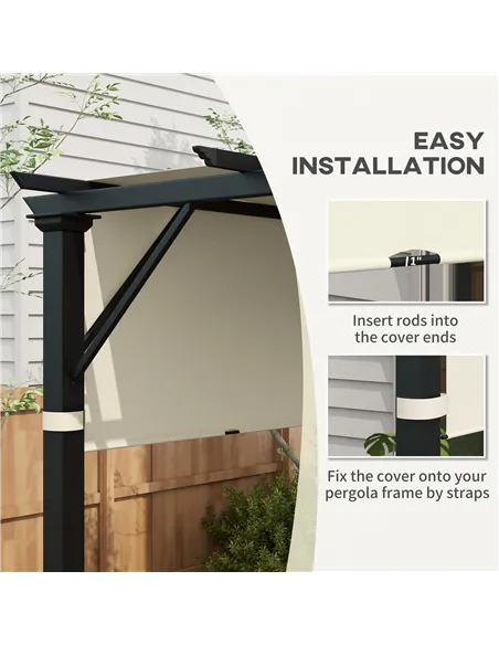 Outsunny 2 Pcs UV Protection Pergola Replacement Canopy, Pergola Shade Cover, Easy to Install, for 3 x 3(m) Pergola, Cream White
