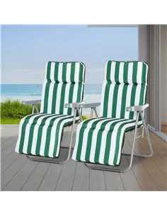 Outsunny 2 Pieces Outdoor Sun Lounger Set with Cushions, Patio Folding 5-Level   Adjustable Backrest Recliner Chairs Set of 2 wi 2