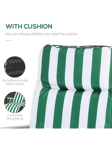 Outsunny 2 Pieces Outdoor Sun Lounger Set with Cushions, Patio Folding 5-Level   Adjustable Backrest Recliner Chairs Set of 2 wi