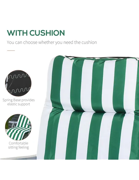 Outsunny 2 Pieces Outdoor Sun Lounger Set with Cushions, Patio Folding 5-Level   Adjustable Backrest Recliner Chairs Set of 2 wi