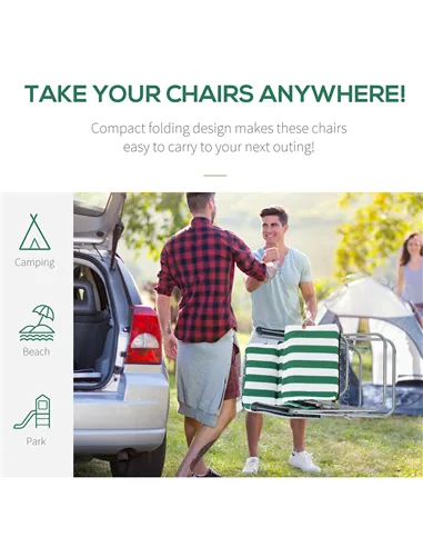 Outsunny 2 Pieces Outdoor Sun Lounger Set with Cushions, Patio Folding 5-Level   Adjustable Backrest Recliner Chairs Set of 2 wi