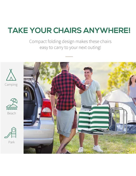 Outsunny 2 Pieces Outdoor Sun Lounger Set with Cushions, Patio Folding 5-Level   Adjustable Backrest Recliner Chairs Set of 2 wi