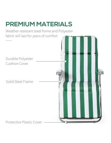 Outsunny 2 Pieces Outdoor Sun Lounger Set with Cushions, Patio Folding 5-Level   Adjustable Backrest Recliner Chairs Set of 2 wi