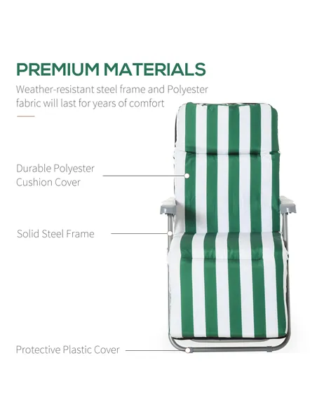 Outsunny 2 Pieces Outdoor Sun Lounger Set with Cushions, Patio Folding 5-Level   Adjustable Backrest Recliner Chairs Set of 2 wi