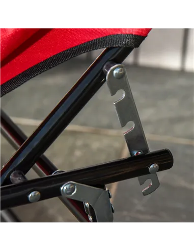 Outsunny Foldable Outdoor Sun Lounger Adjustable Backrest Reclining Chair with Pillow and Reading Hole Garden Beach, Red