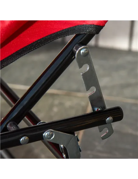 Outsunny Foldable Outdoor Sun Lounger Adjustable Backrest Reclining Chair with Pillow and Reading Hole Garden Beach, Red