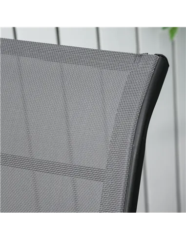 Outsunny Set of 2 Outdoor Sun Lounger 10-Position Adjustable Texteline Folding Reclining Chairs with Footrest for Patio Garden, 