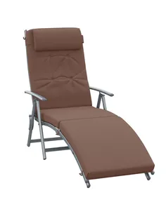 Outsunny Sun Lounger Steel Frame Outdoor Folding Chaise Texteline Lounge Chair Recliner with Headrest & 7 Levels Adjustable Back