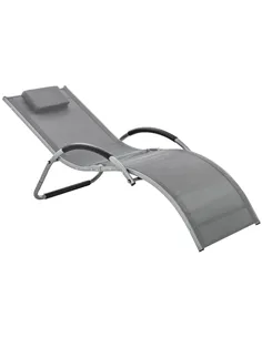 Outsunny Sun Lounger Reclining Chair Portable Armchair with Pillow for Garden Patio Outside Aluminium Frame, Dark Grey
