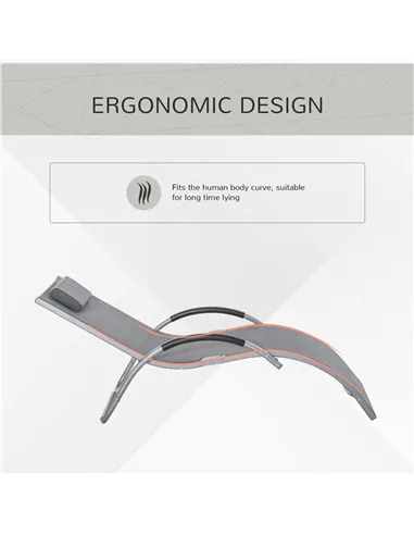 Outsunny Sun Lounger Reclining Chair Portable Armchair with Pillow for Garden Patio Outside Aluminium Frame, Dark Grey