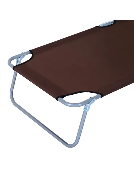 Outsunny Outdoor Foldable Sun Lounger, 4 Level Adjustable Backrest  Reclining Sun Lounger Chair with Angle Adjust Sun Shade Awni