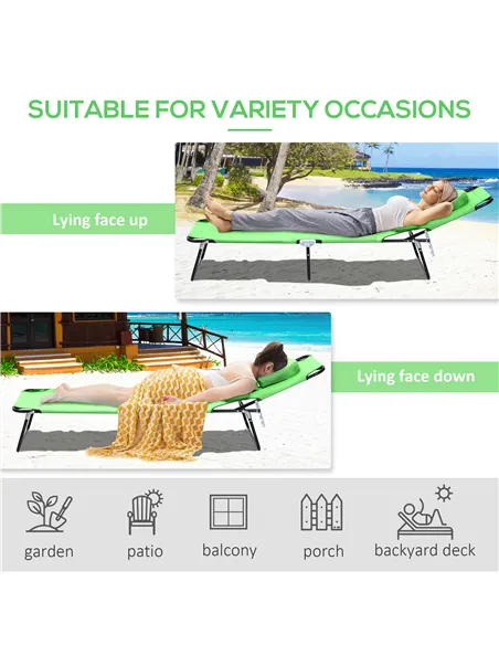 Outsunny Outdoor Folding Sun Lounger with Face Hole, 4 Level Adjustable Backrest Reclining Garden Lounger, Garden Recliner Sunbe