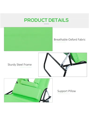 Outsunny Outdoor Folding Sun Lounger with Face Hole, 4 Level Adjustable Backrest Reclining Garden Lounger, Garden Recliner Sunbe