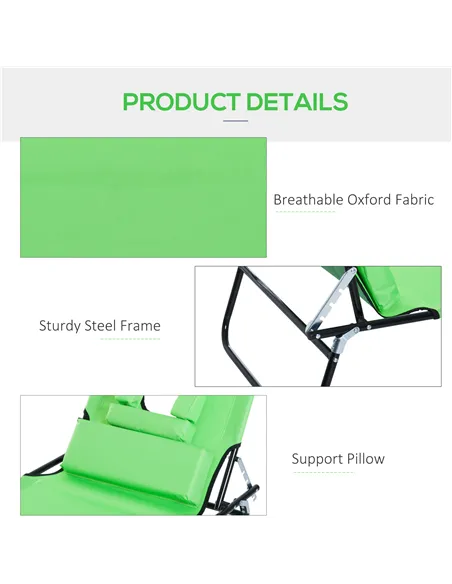 Outsunny Outdoor Folding Sun Lounger with Face Hole, 4 Level Adjustable Backrest Reclining Garden Lounger, Garden Recliner Sunbe