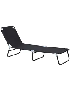 Outsunny Foldable Sun Lounger with 5-Position Adjustable Backrest, Outdoor Portable Recliner Chaise Lounge Chair with Breathable