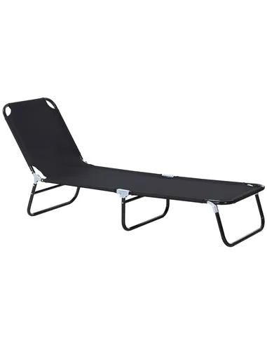 Outsunny Foldable Sun Lounger with 5-Position Adjustable Backrest, Outdoor Portable Recliner Chaise Lounge Chair with Breathable
