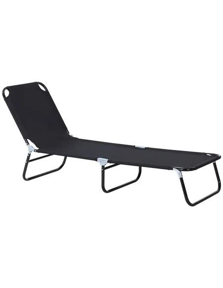 Outsunny Foldable Sun Lounger with 5-Position Adjustable Backrest, Outdoor Portable Recliner Chaise Lounge Chair with Breathable