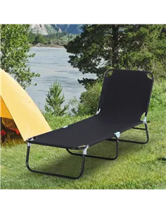 Outsunny Foldable Sun Lounger with 5-Position Adjustable Backrest, Outdoor Portable Recliner Chaise Lounge Chair with Breathable 2