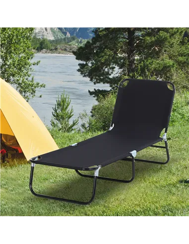 Outsunny Foldable Sun Lounger with 5-Position Adjustable Backrest, Outdoor Portable Recliner Chaise Lounge Chair with Breathable