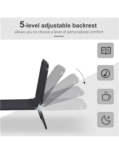 Outsunny Foldable Sun Lounger with 5-Position Adjustable Backrest, Outdoor Portable Recliner Chaise Lounge Chair with Breathable