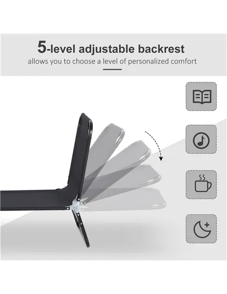 Outsunny Foldable Sun Lounger with 5-Position Adjustable Backrest, Outdoor Portable Recliner Chaise Lounge Chair with Breathable