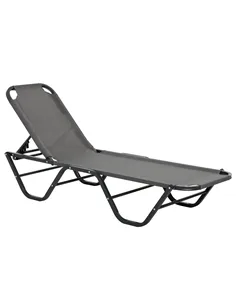 Outsunny Sun Lounger Relaxed Recliner with 5-Position Adjustable Backrest Aluminium Frame for Pool, Sun Bathing, Grey