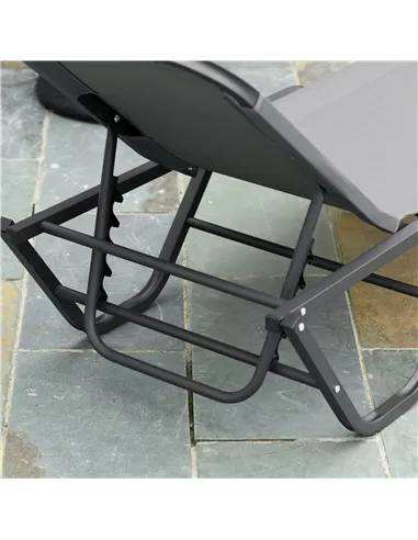 Outsunny Sun Lounger Relaxed Recliner with 5-Position Adjustable Backrest Aluminium Frame for Pool, Sun Bathing, Grey