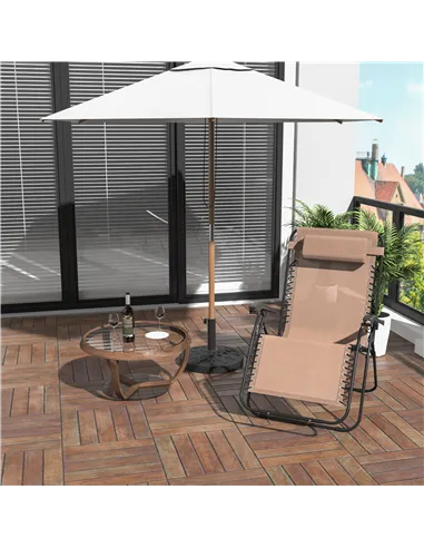 Outsunny Zero Gravity Chair Metal Frame Texteline Armchair Outdoor Folding and Reclining Sun Lounger with Head Pillow for Patio 