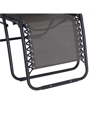 Outsunny Zero Gravity Chair Metal Frame Texteline Armchair Outdoor Folding and Reclining Sun Lounger with Head Pillow for Patio 