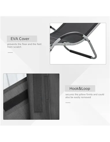 Outsunny Sun Lounger Reclining Chair Portable Armchair with Pillow for Garden Patio Outside Aluminium Frame, Black