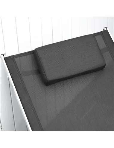 Outsunny Sun Lounger Reclining Chair Portable Armchair with Pillow for Garden Patio Outside Aluminium Frame, Black