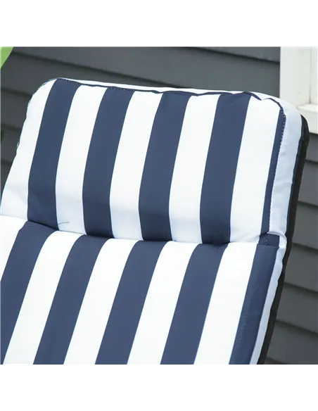 Outsunny 2Pc Folding Sun Loungers Set-Blue/White