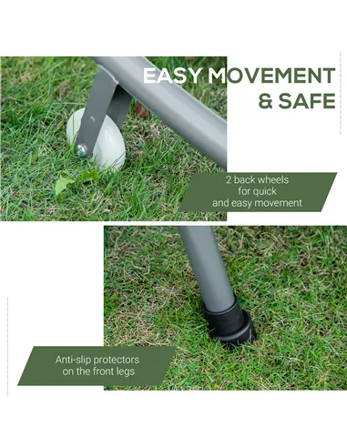 Outsunny Double Sun Lounger with Adjustable Detachable Canopy, Portable Garden Daybed for 2 with Wheels, Outdoor Sunbed Hammock 