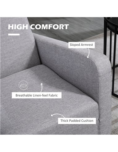 HOMCOM Linen-Look Boxy Armchair - Light Grey