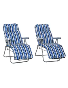 Outsunny Reclining Garden Chair Set of 2, 5-Level Adjustable Zero Gravity Chairs with Cushions, Folding Sun Lounger Garden Recli